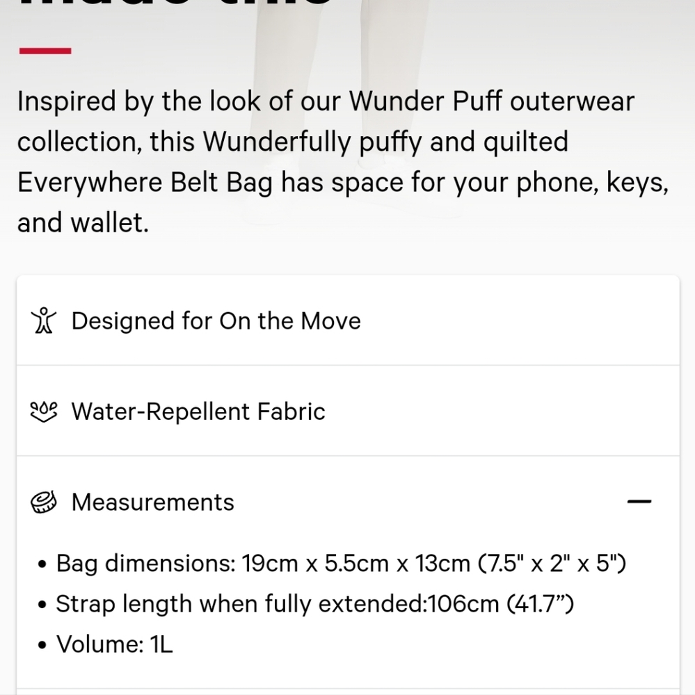 ๐๏ธ LULULEMON EVERYWHERE BELT BAG WUNDER PUFF 1L - WHITE - Picture 7 of 11